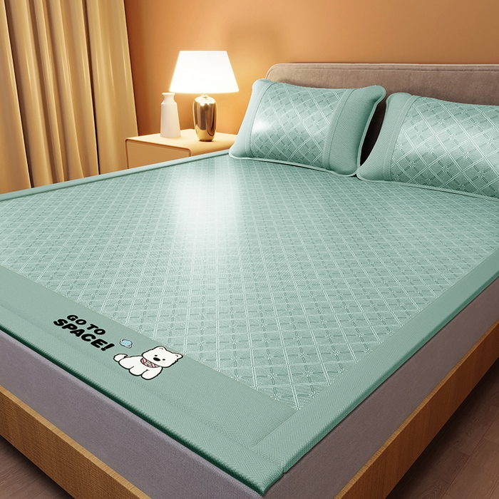 91家纺网 家纺一手货源 找家纺 缦吉 2026新款冰藤复合三明治凉席款-西高地（成人款） 绿色