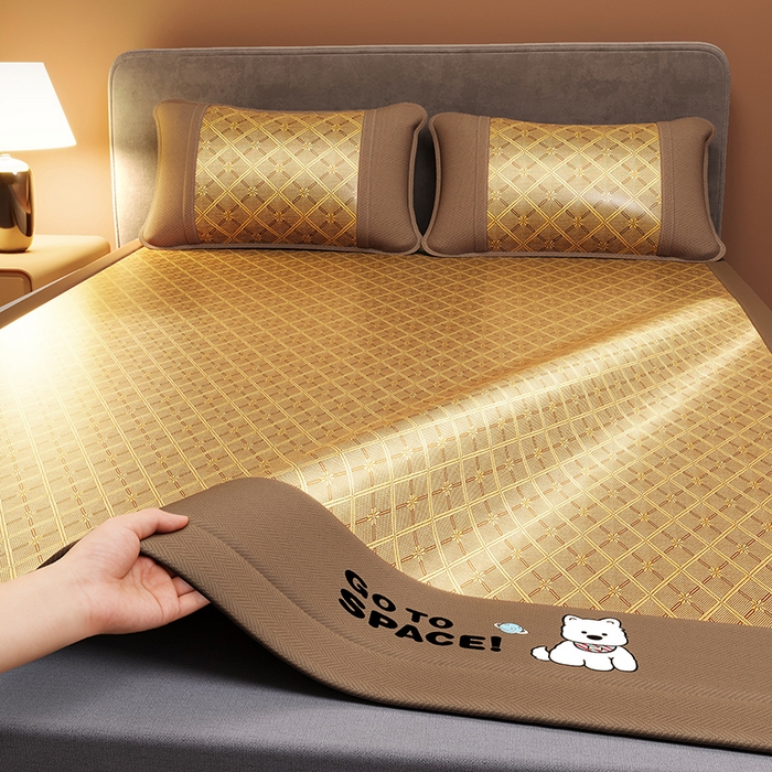 缦吉 2026新款冰藤复合三明治凉席款-西高地（成人款） 咖色