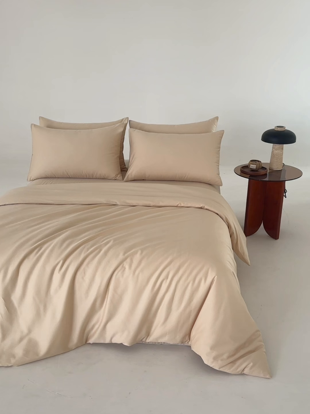 91家纺网 家纺一手货源 找家纺 合欢（原天一阁） 2026新款50s双股长绒棉全棉纯棉纯色四件套 香槟金