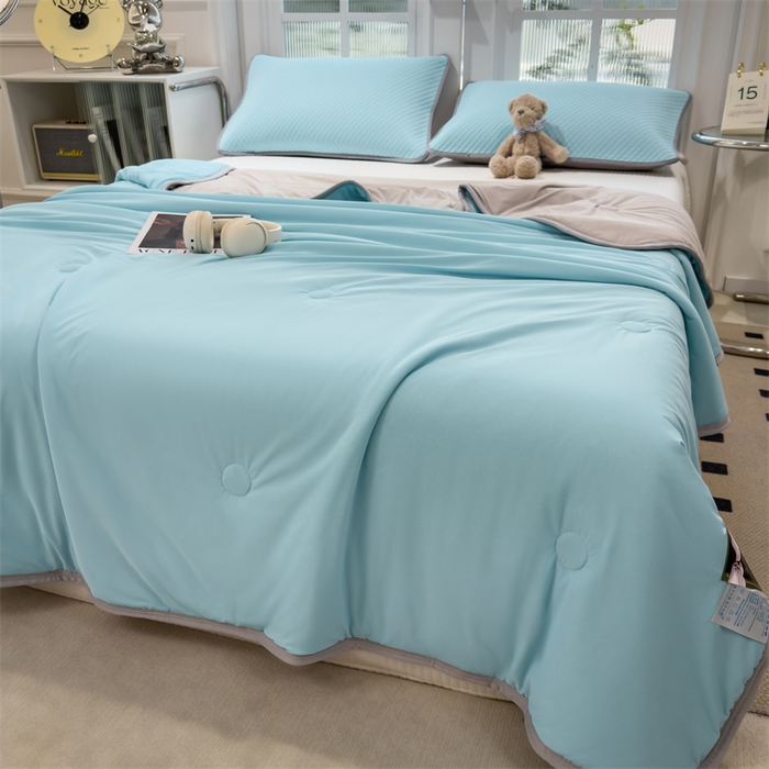 91家纺网 家纺一手货源 找家纺 乐家欣 2026新款凉感凉豆豆床笠款床席款凉席系列 凉感夏被-清水蓝