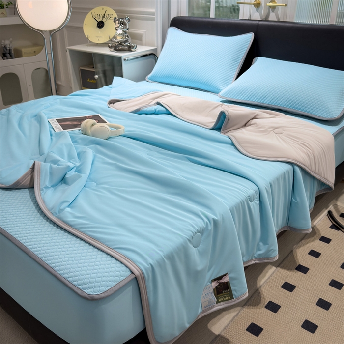 91家纺网 家纺一手货源 找家纺 乐家欣 2026新款凉感凉豆豆床笠款床席款凉席系列 凉豆豆-清水蓝（床笠款）