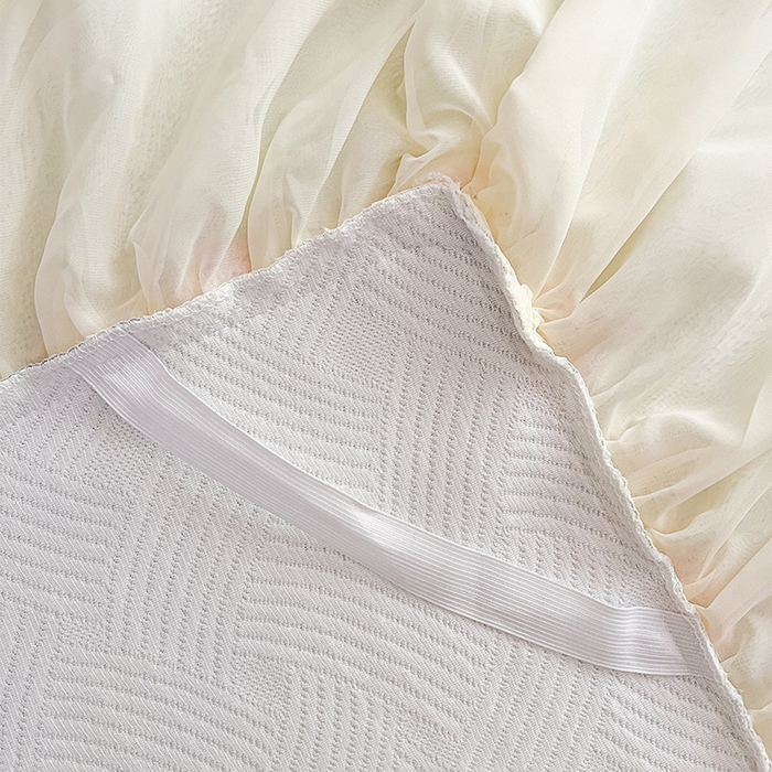 91家纺网 家纺一手货源 找家纺 （总）瑞宝 2026新款负离子冰岛丝花边床裙款凉席夏被夏凉被空调被四件套-莉莉安