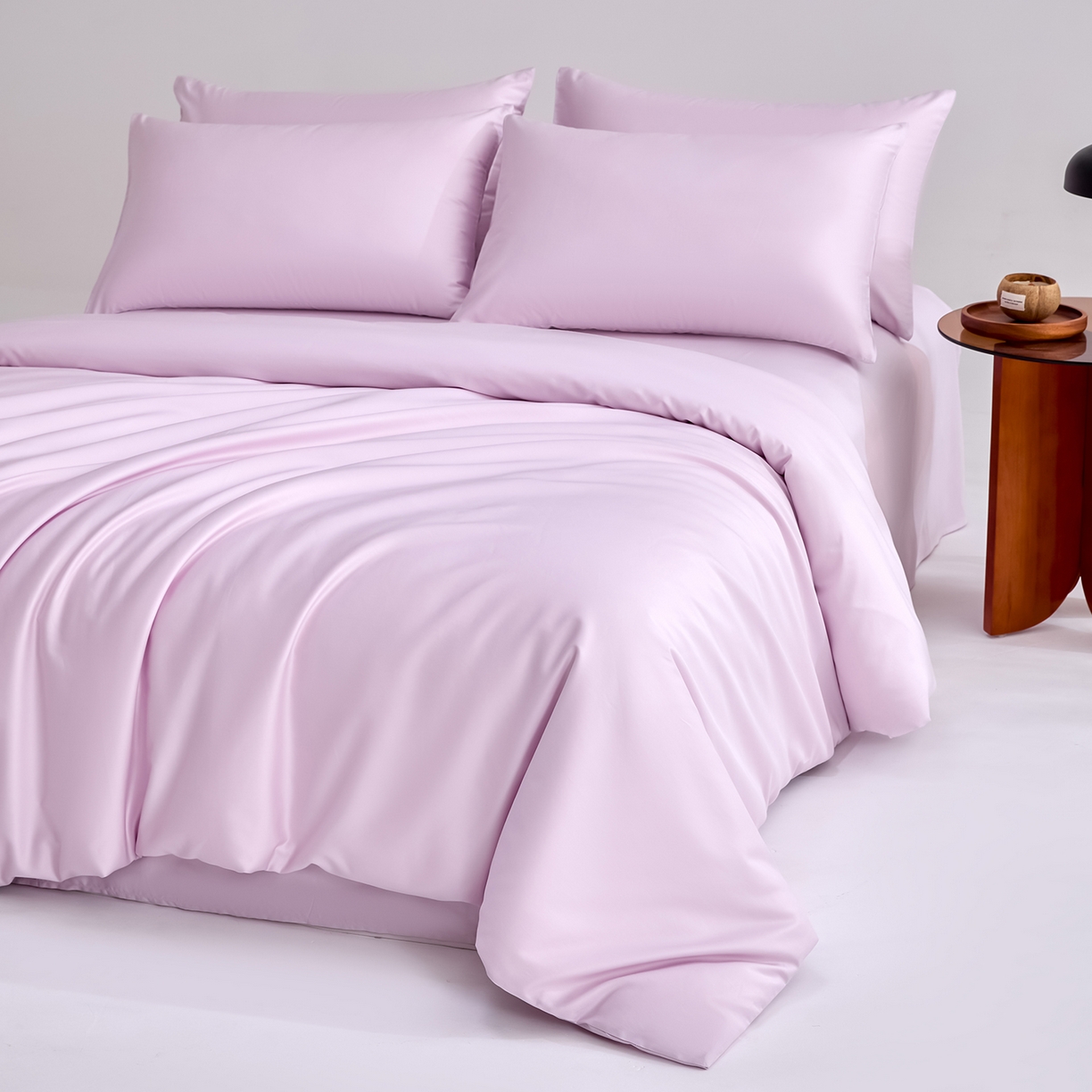 91家纺网 家纺一手货源 找家纺 合欢（原天一阁） 2026新款50s双股长绒棉全棉纯棉纯色四件套 香芋紫