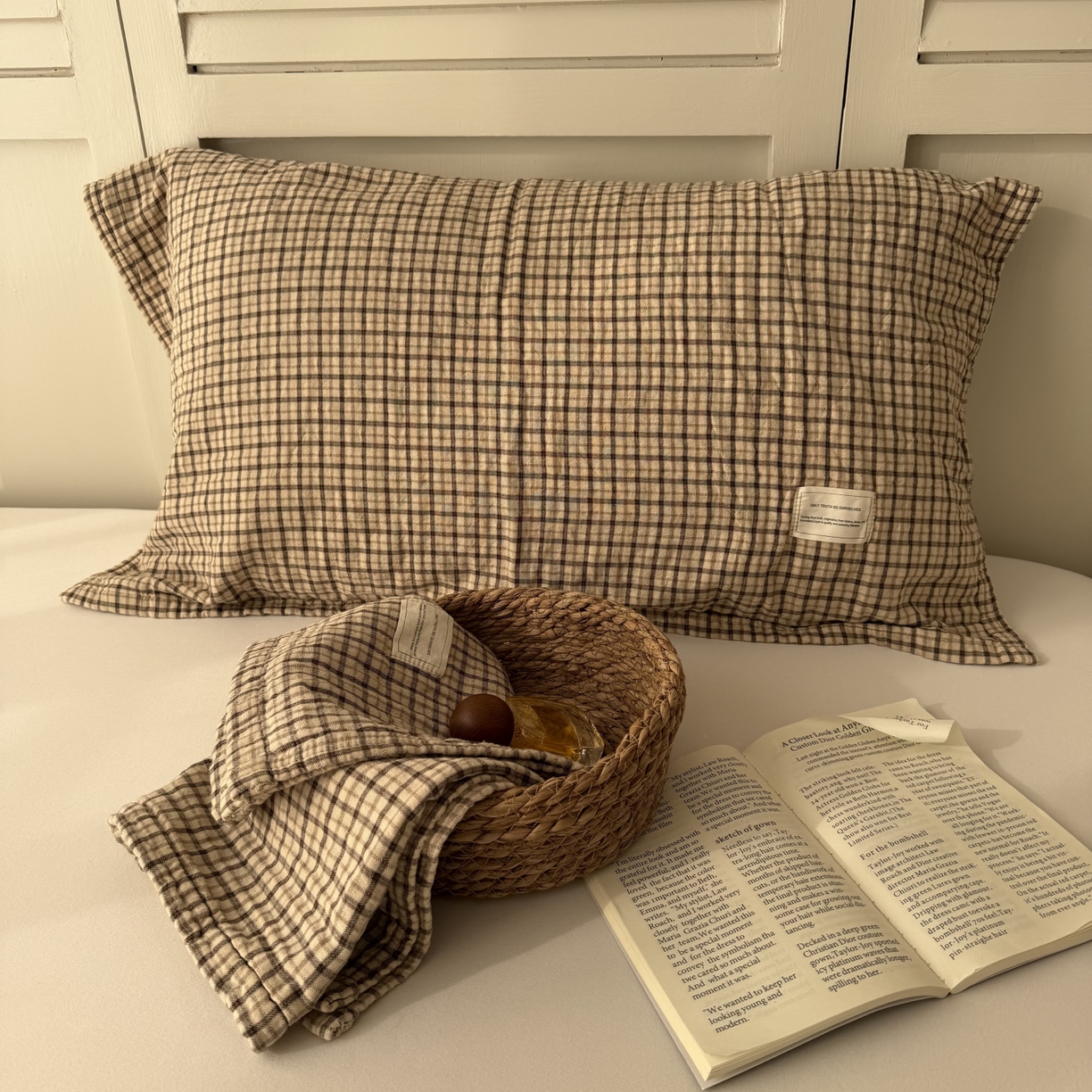 91家纺网 家纺一手货源 找家纺 （总）百寐 2026百分百全棉A类色织枕巾52*75条纹格子美拉德色系纯棉吸汗枕巾风格二