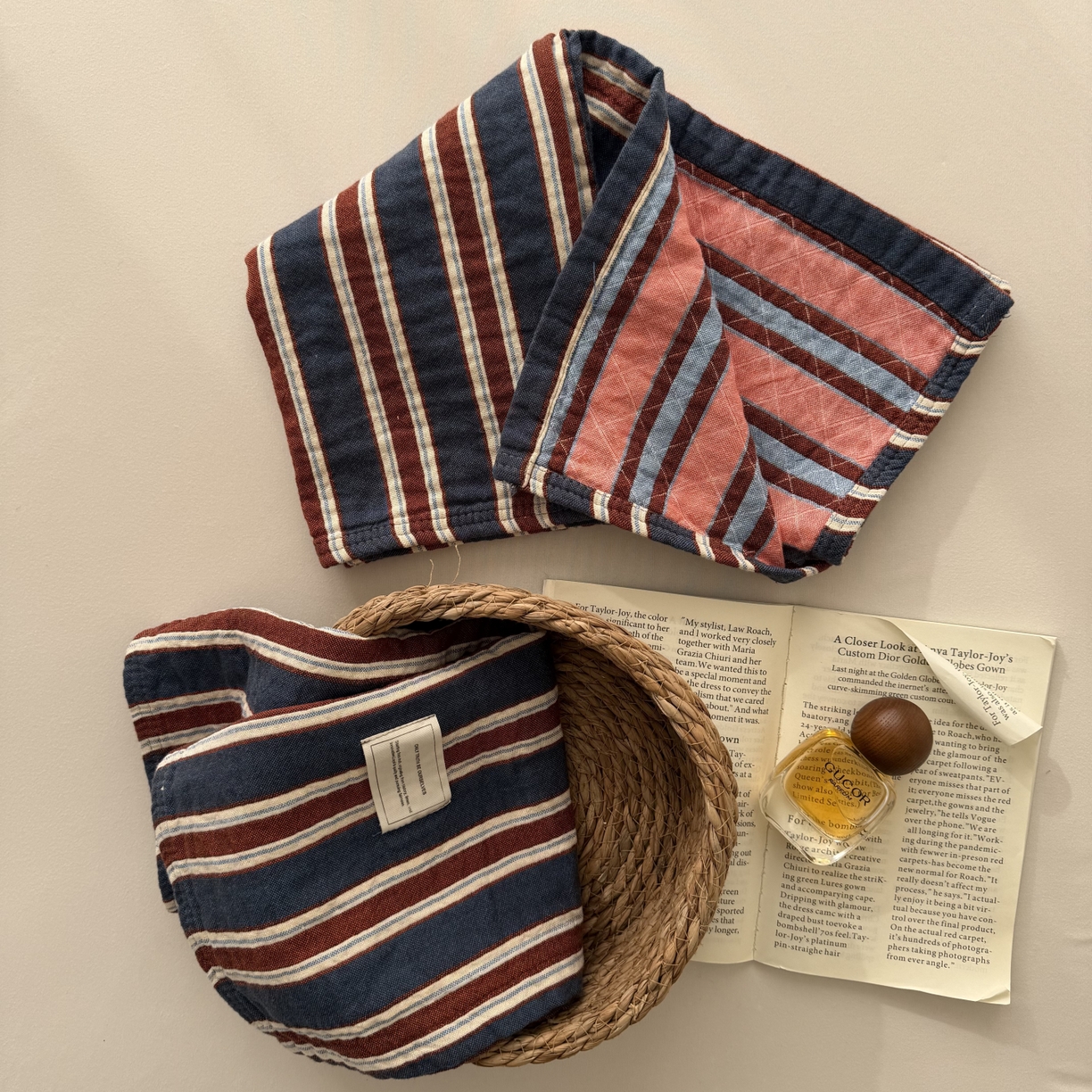 91家纺网 家纺一手货源 找家纺 百寐 2026百分百全棉A类色织枕巾52*75条纹格子美拉德色系纯棉吸汗枕巾风格二 色织-蓝条