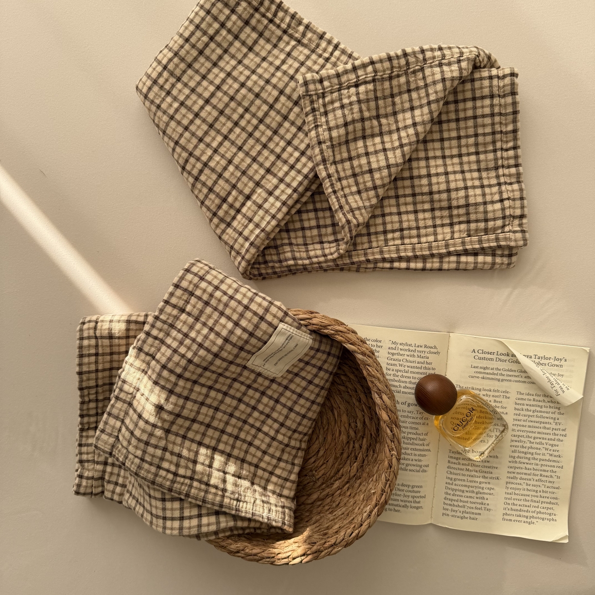 91家纺网 家纺一手货源 找家纺 百寐 2026百分百全棉A类色织枕巾52*75条纹格子美拉德色系纯棉吸汗枕巾风格二 色织 -米格