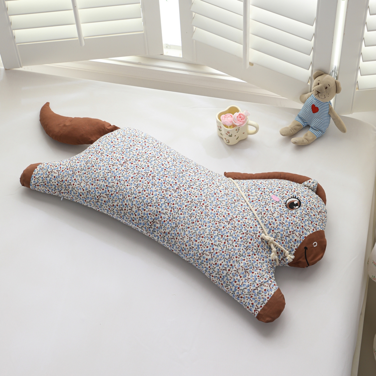 91家纺网 家纺一手货源 找家纺 芯洲 2026春夏新款卡通小马造型可爱抱枕荞麦枕枕头枕芯 吉祥小马-白