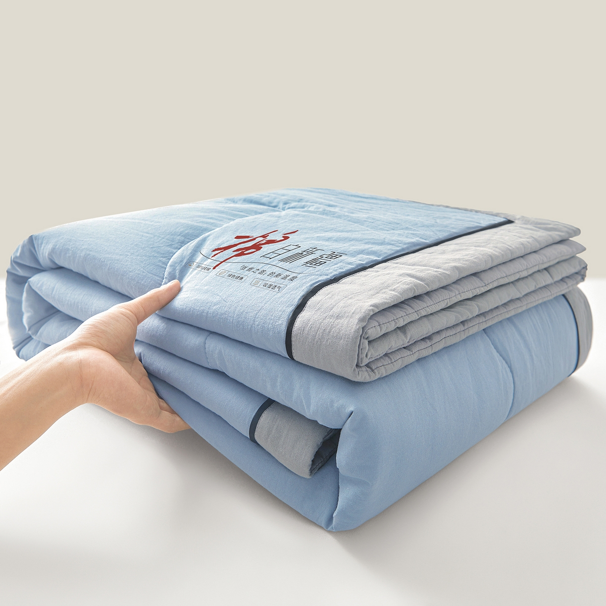 91家纺网 家纺一手货源 找家纺 创优家纺 2026新款新疆棉花夏被无印风纯色100%新疆棉夏凉被空调被棉花夏被棉花被子百分百新疆棉可水洗/可机洗棉花被（专版烫画 盗版必究） 棉朵-蓝色