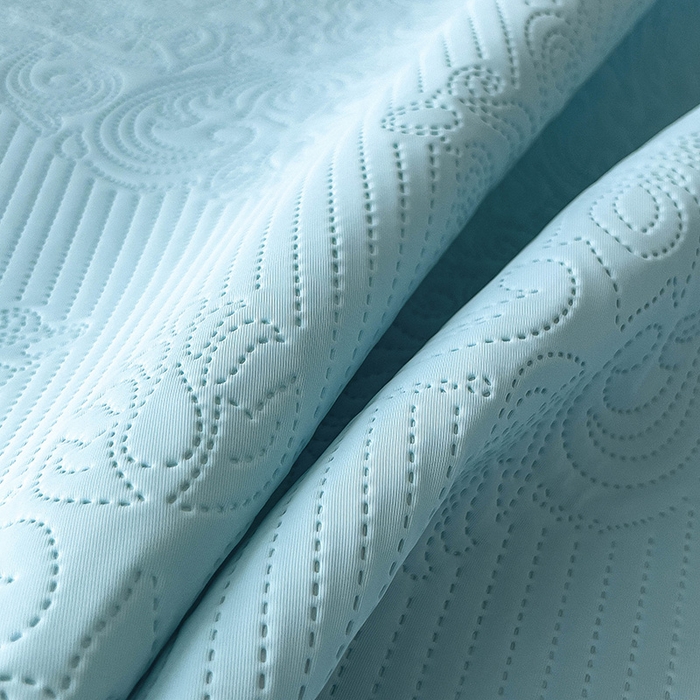 91家纺网 家纺一手货源 找家纺 乐家欣 2026新款凉感欧式夏被床笠四件套 欧式床笠-清水蓝