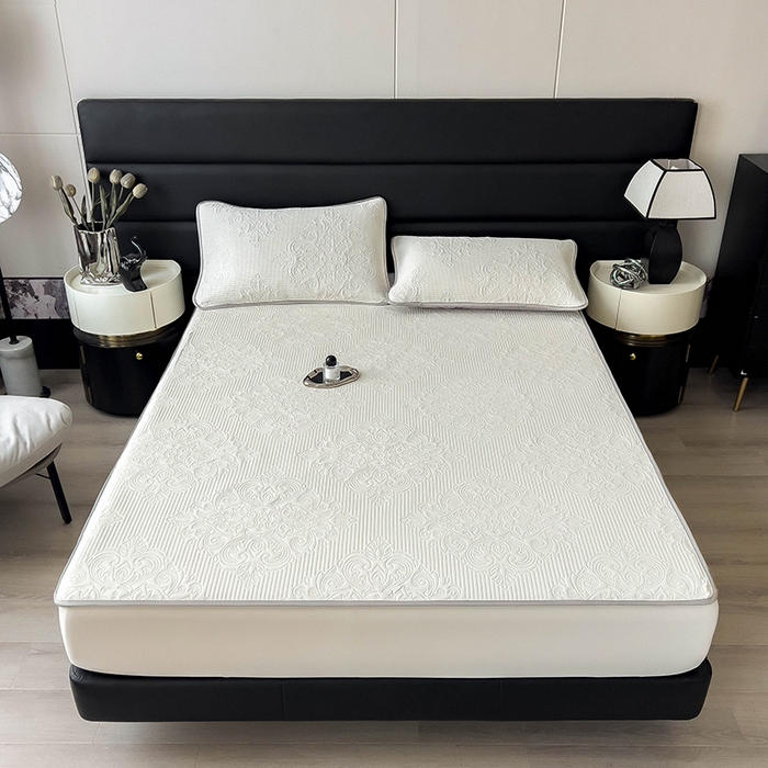 乐家欣 2026新款凉感欧式夏被床笠四件套 欧式床笠-奶昔白