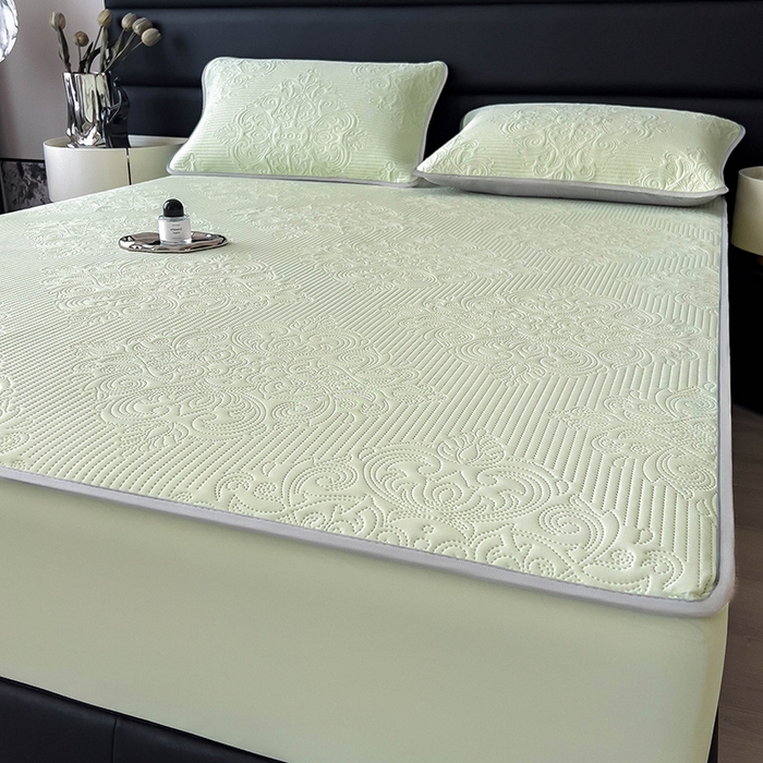 91家纺网 家纺一手货源 找家纺 乐家欣 2026新款凉感欧式夏被床笠四件套 欧式床笠-嫩绿