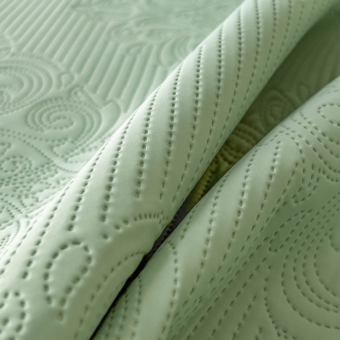 91家纺网 家纺一手货源 找家纺 乐家欣 2026新款凉感欧式夏被床笠四件套 欧式床笠-松绿