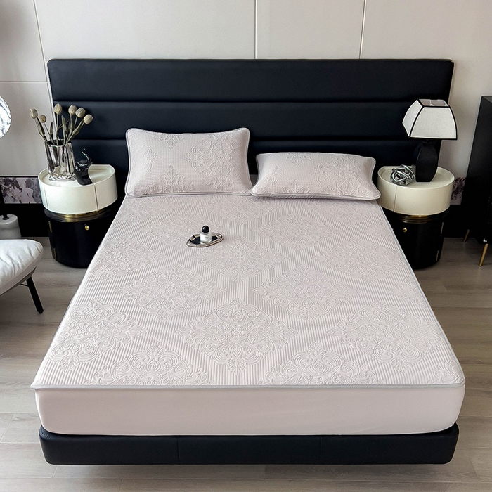 乐家欣 2026新款凉感欧式夏被床笠四件套 欧式床笠-浅灰