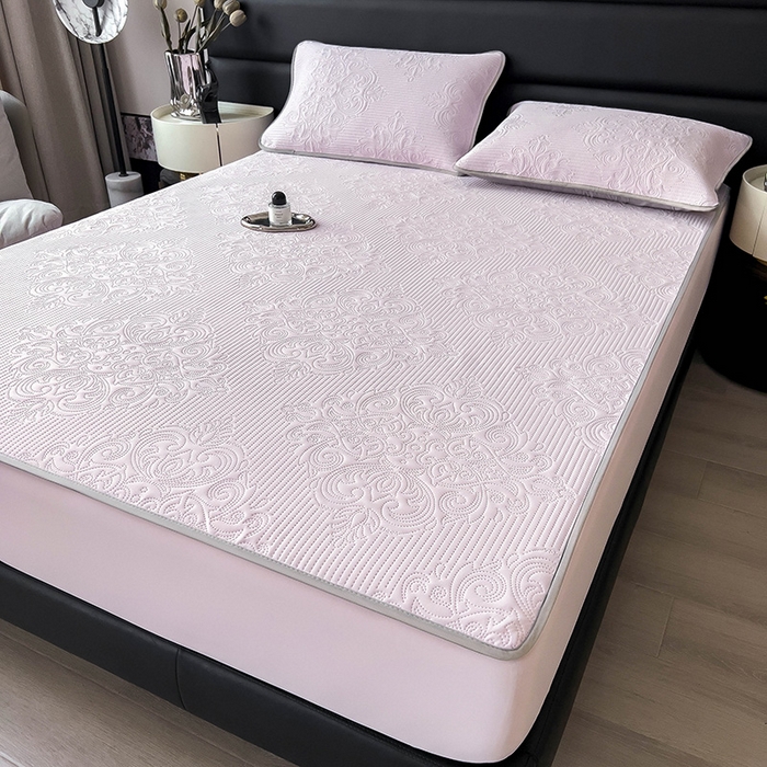 91家纺网 家纺一手货源 找家纺 乐家欣 2026新款凉感欧式夏被床笠四件套 欧式床笠-蜜桃粉