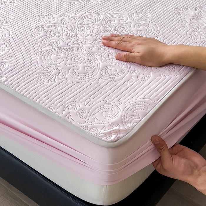 91家纺网 家纺一手货源 找家纺 乐家欣 2026新款凉感欧式夏被床笠四件套 欧式床笠-蜜桃粉