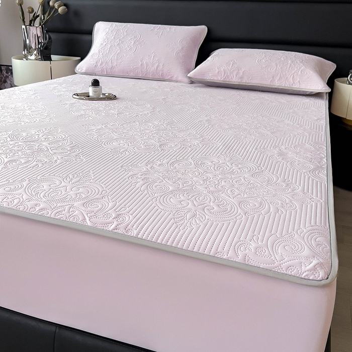 91家纺网 家纺一手货源 找家纺 乐家欣 2026新款凉感欧式夏被床笠四件套 欧式床笠-蜜桃粉