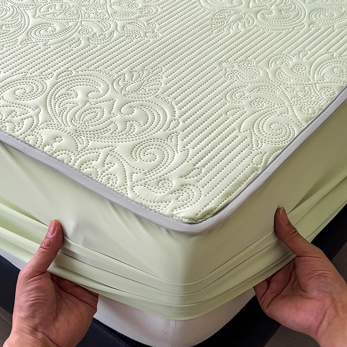 91家纺网 家纺一手货源 找家纺 乐家欣 2026新款凉感欧式夏被床笠四件套 欧式床笠-嫩绿