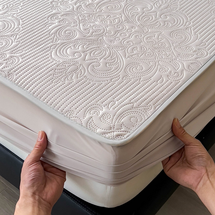 91家纺网 家纺一手货源 找家纺 乐家欣 2026新款凉感欧式夏被床笠四件套 欧式床笠-浅灰