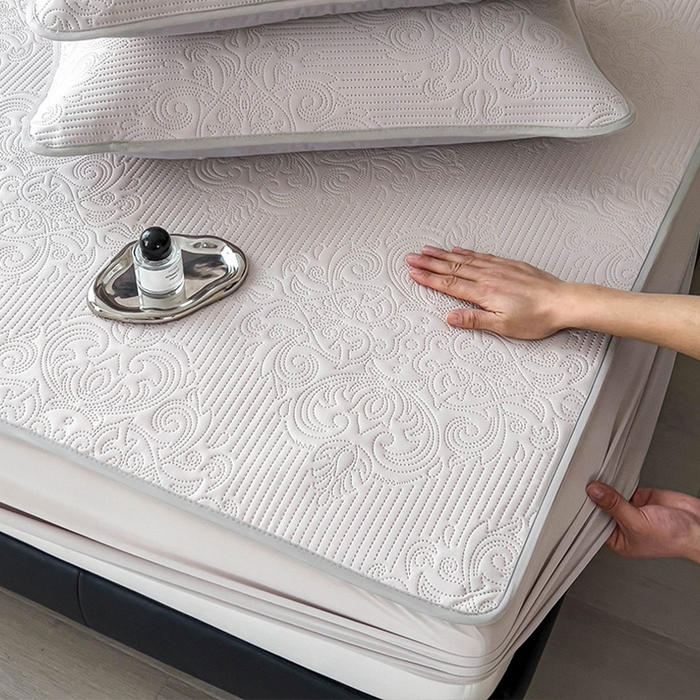 91家纺网 家纺一手货源 找家纺 乐家欣 2026新款凉感欧式夏被床笠四件套 欧式床笠-浅灰