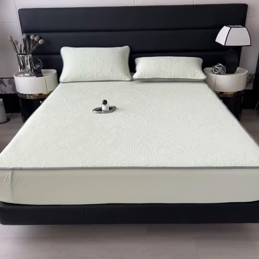 91家纺网 家纺一手货源 找家纺 乐家欣 2026新款凉感欧式夏被床笠四件套 欧式床笠-嫩绿