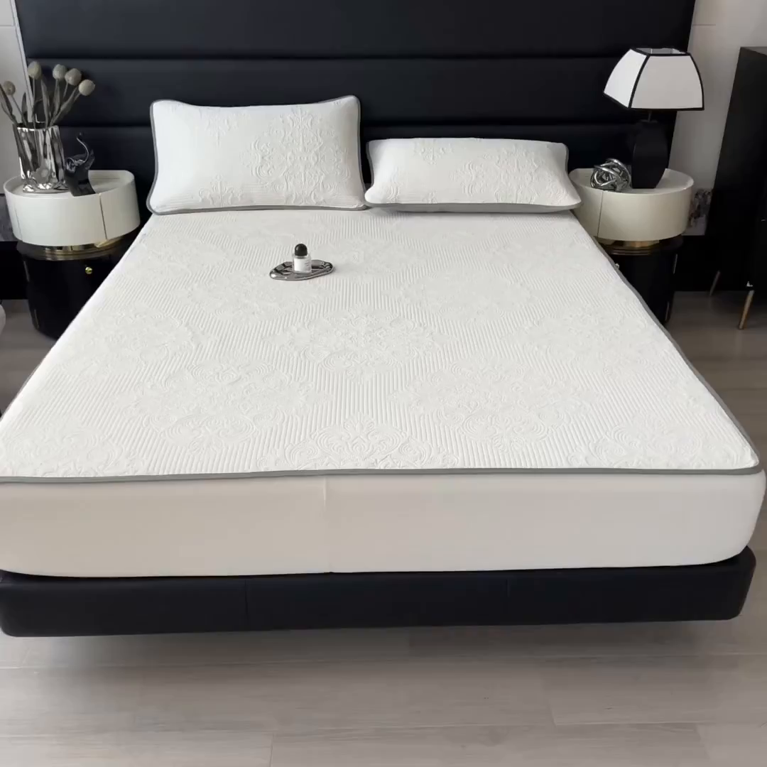 91家纺网 家纺一手货源 找家纺 乐家欣 2026新款凉感欧式夏被床笠四件套 欧式床笠-奶昔白