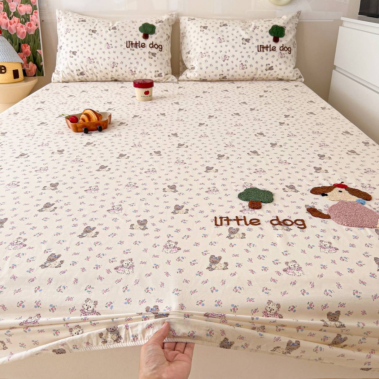 91家纺网 家纺一手货源 找家纺 舒居家纺 2026新款13070全棉纯棉毛巾绣单床笠床笠单件 可米宝贝