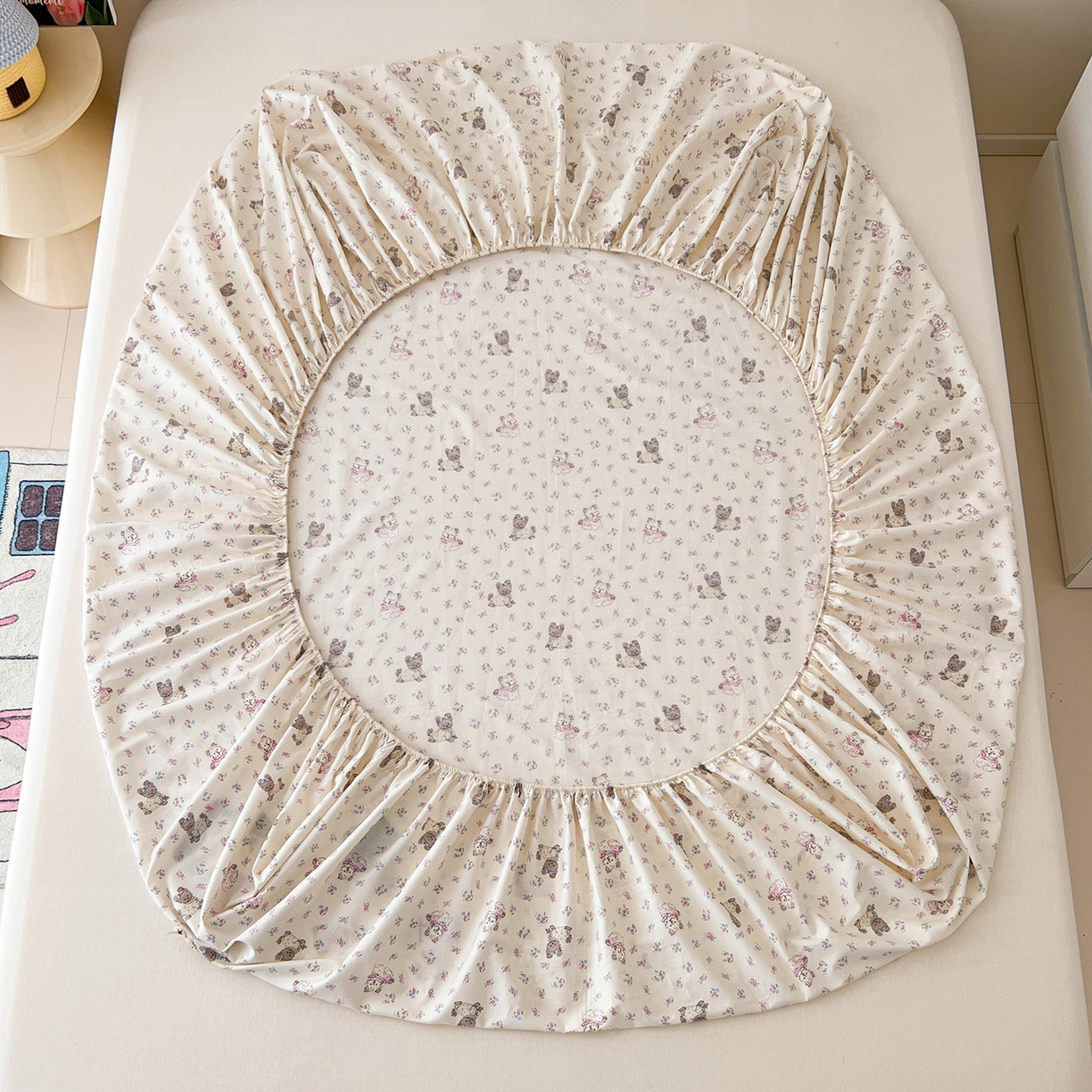 91家纺网 家纺一手货源 找家纺 舒居家纺 2026新款13070全棉纯棉毛巾绣单床笠床笠单件 可米宝贝