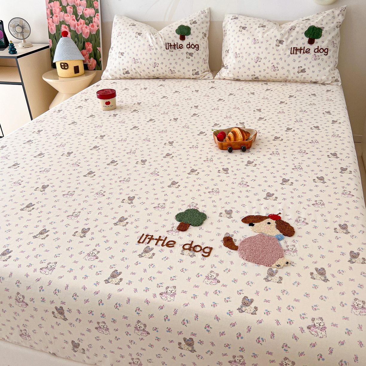 91家纺网 家纺一手货源 找家纺 舒居家纺 2026新款13070全棉纯棉毛巾绣单床笠床笠单件 可米宝贝