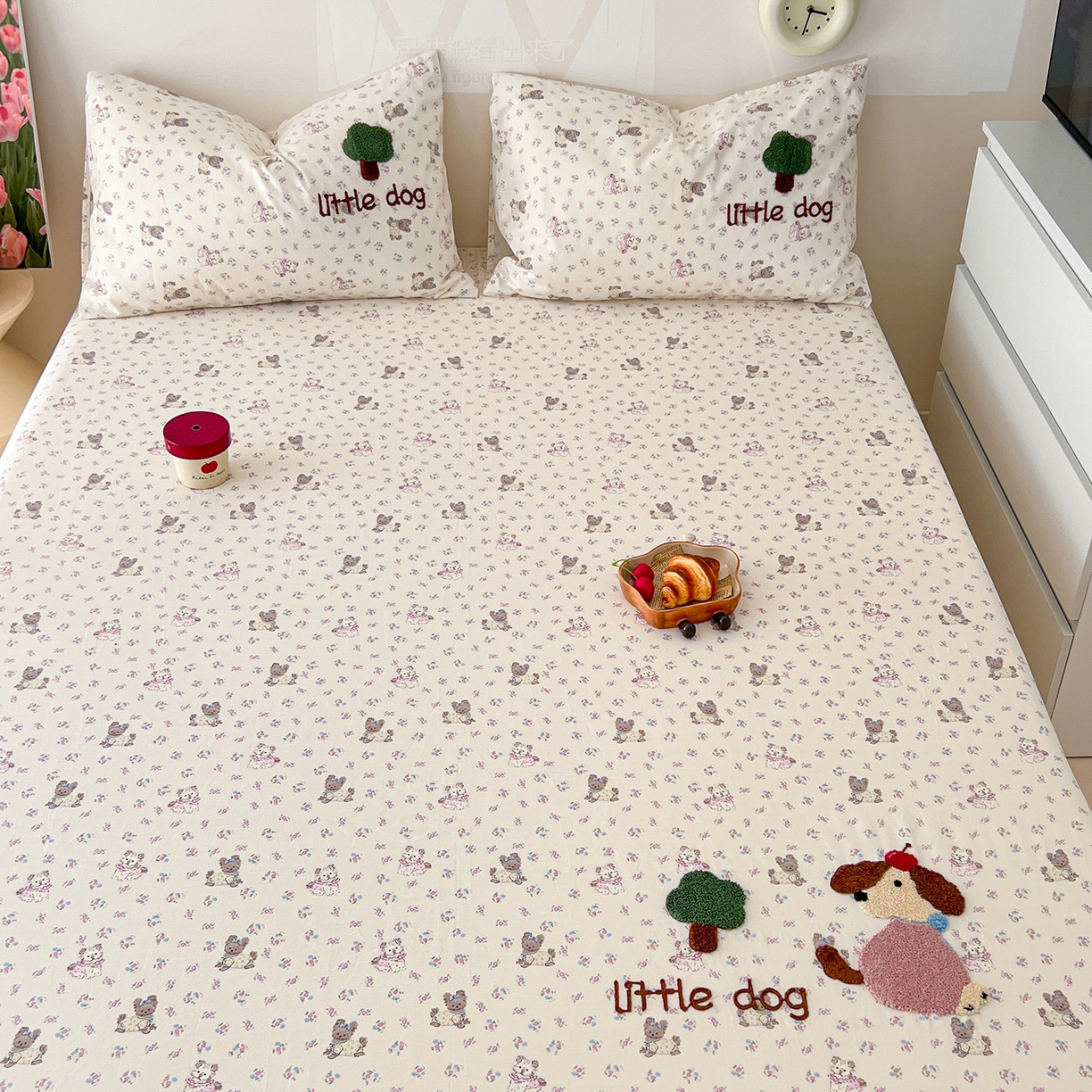 91家纺网 家纺一手货源 找家纺 舒居家纺 2026新款13070全棉纯棉毛巾绣单床笠床笠单件 可米宝贝