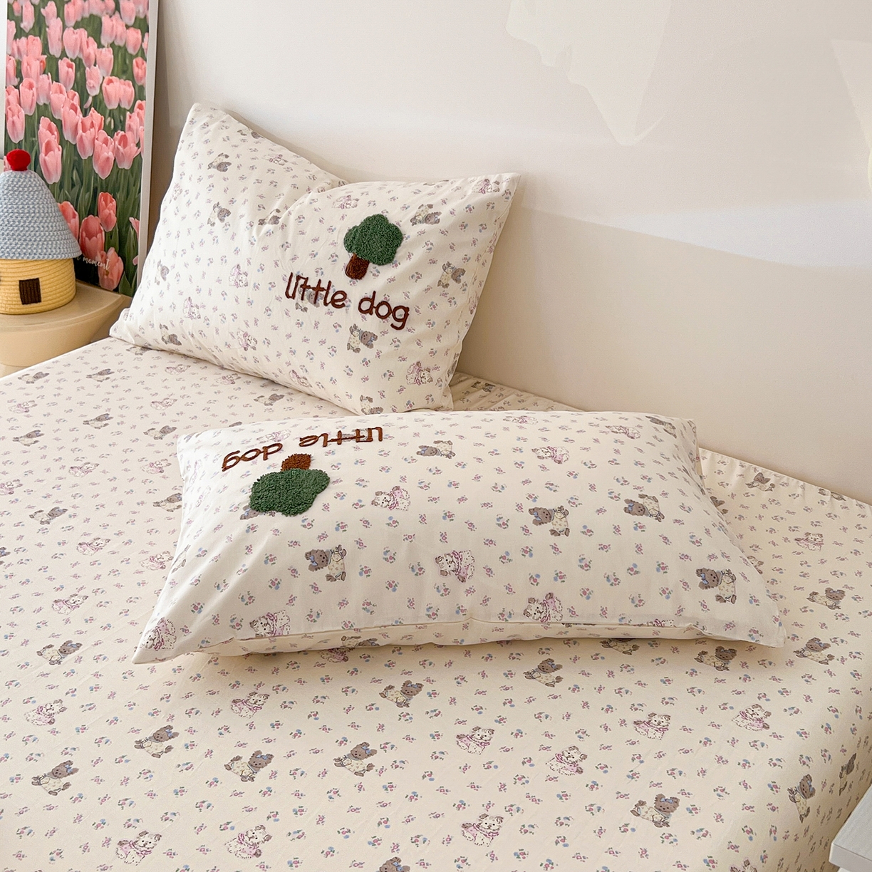 91家纺网 家纺一手货源 找家纺 舒居家纺 2026新款13070全棉纯棉毛巾绣单床笠床笠单件 可米宝贝