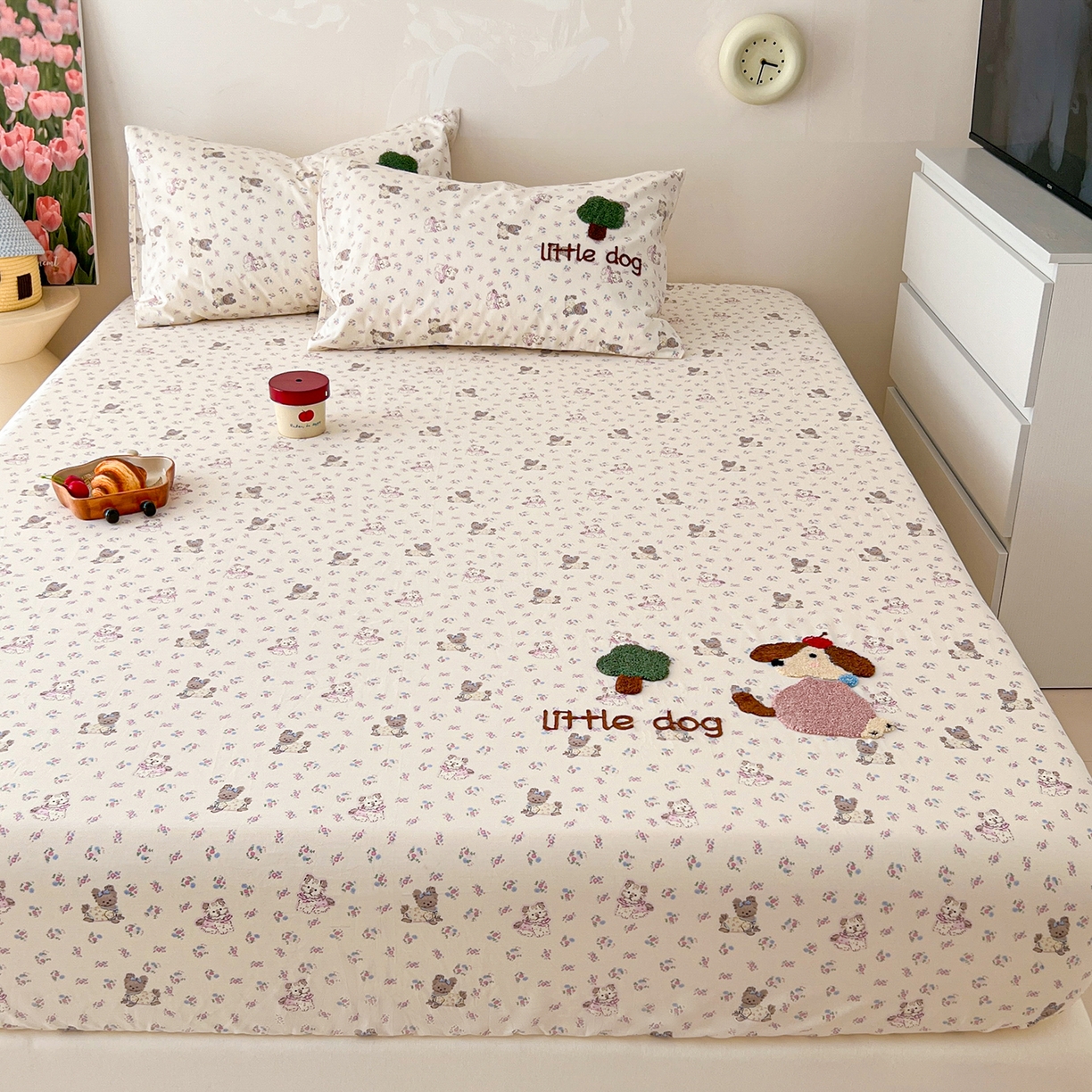 91家纺网 家纺一手货源 找家纺 舒居家纺 2026新款13070全棉纯棉毛巾绣单床笠床笠单件 可米宝贝