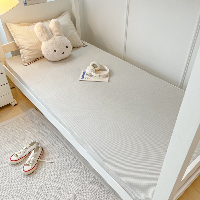 91家纺网 家纺一手货源 找家纺 缦绣阁家纺 2026新款亲肤水洗棉舒适学生上下铺床垫套床笠床罩宿舍专用 垫套-条纹浅咖