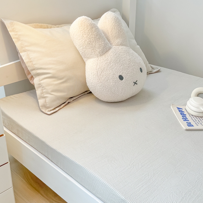 91家纺网 家纺一手货源 找家纺 缦绣阁家纺 2026新款亲肤水洗棉舒适学生上下铺床垫套床笠床罩宿舍专用 垫套-条纹浅咖