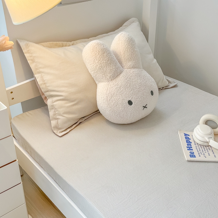 91家纺网 家纺一手货源 找家纺 缦绣阁家纺 2026新款亲肤水洗棉舒适学生上下铺床垫套床笠床罩宿舍专用 垫套-条纹浅咖