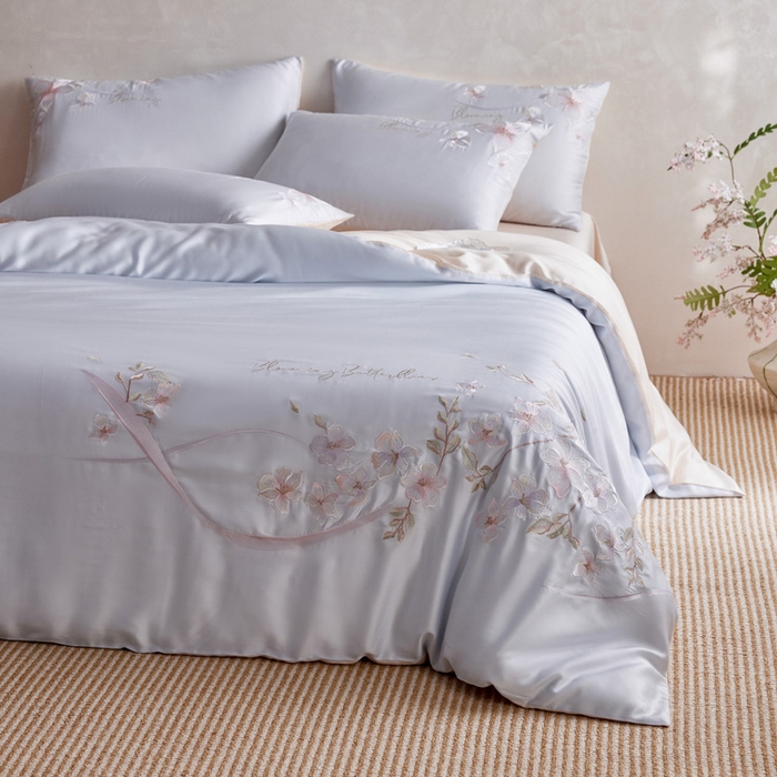 91家纺网 家纺一手货源 找家纺 爱缦 2026新款60支兰精天丝四件套--至真系列 蓝米驼