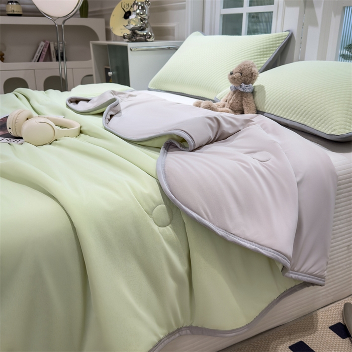91家纺网 家纺一手货源 找家纺 乐家欣 2026新款凉感丝夏被系列 凉感夏被-嫩绿