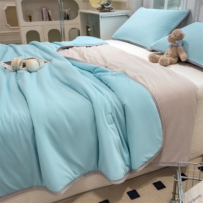 91家纺网 家纺一手货源 找家纺 乐家欣 2026新款凉感丝夏被系列 凉感夏被-清水蓝