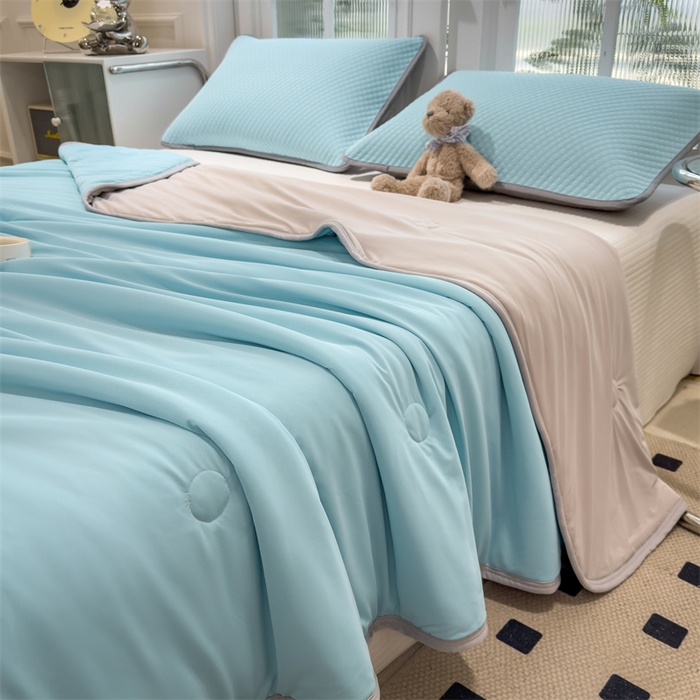 91家纺网 家纺一手货源 找家纺 乐家欣 2026新款凉感丝夏被系列 凉感夏被-清水蓝