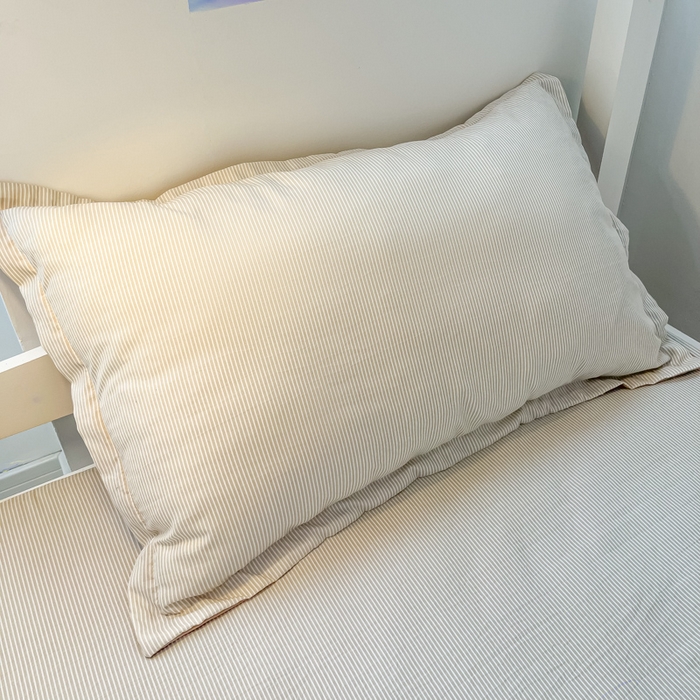 91家纺网 家纺一手货源 找家纺 缦绣阁家纺 2026新款亲肤水洗棉舒适学生上下铺床垫套床笠床罩宿舍专用 垫套-条纹浅咖