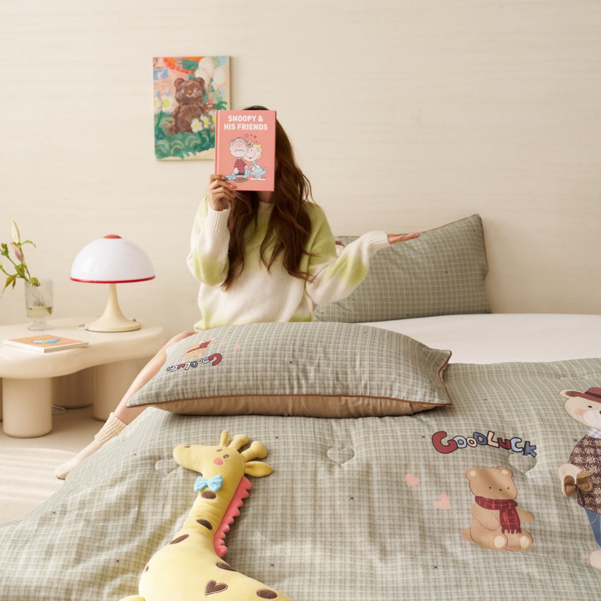 91家纺网 家纺一手货源 找家纺 久典家居 2026新款A类全棉双层纱数码定位花型春秋被夏被 胖胖熊