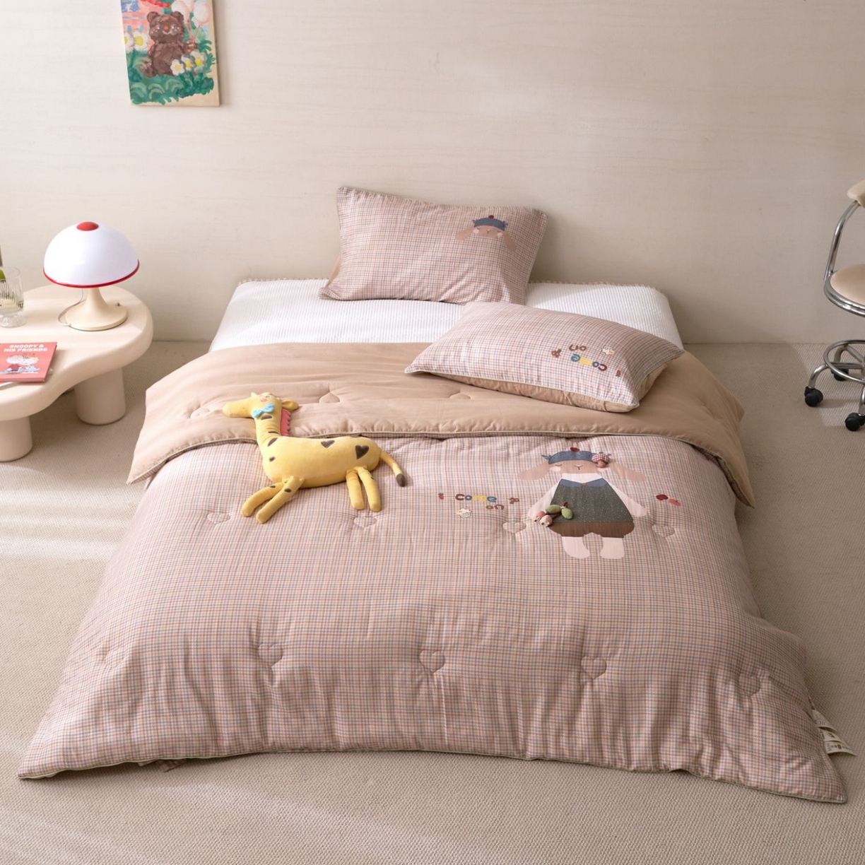 久典家居 2026新款A类全棉双层纱数码定位花型春秋被夏被 兔哆哆