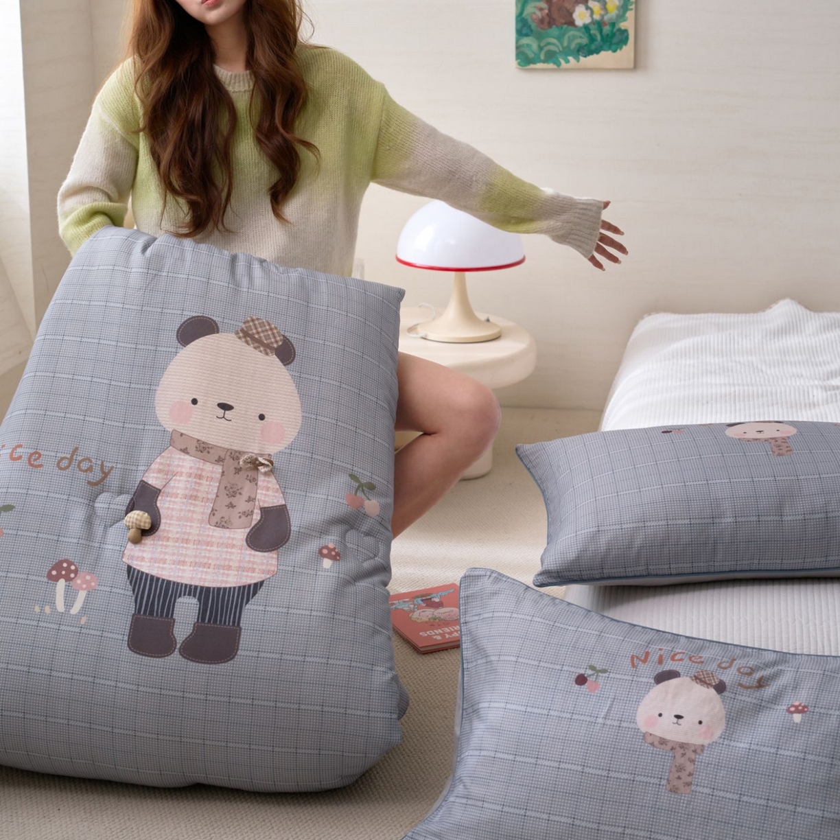 91家纺网 家纺一手货源 找家纺 久典家居 2026新款A类全棉双层纱数码定位花型春秋被夏被 小熊猫