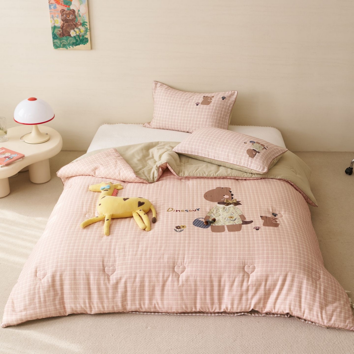 久典家居 2026新款A类全棉双层纱数码定位花型春秋被夏被 小恐龙