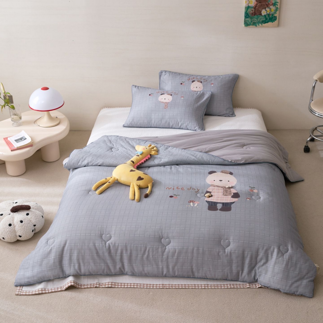 久典家居 2026新款A类全棉双层纱数码定位花型春秋被夏被 小熊猫