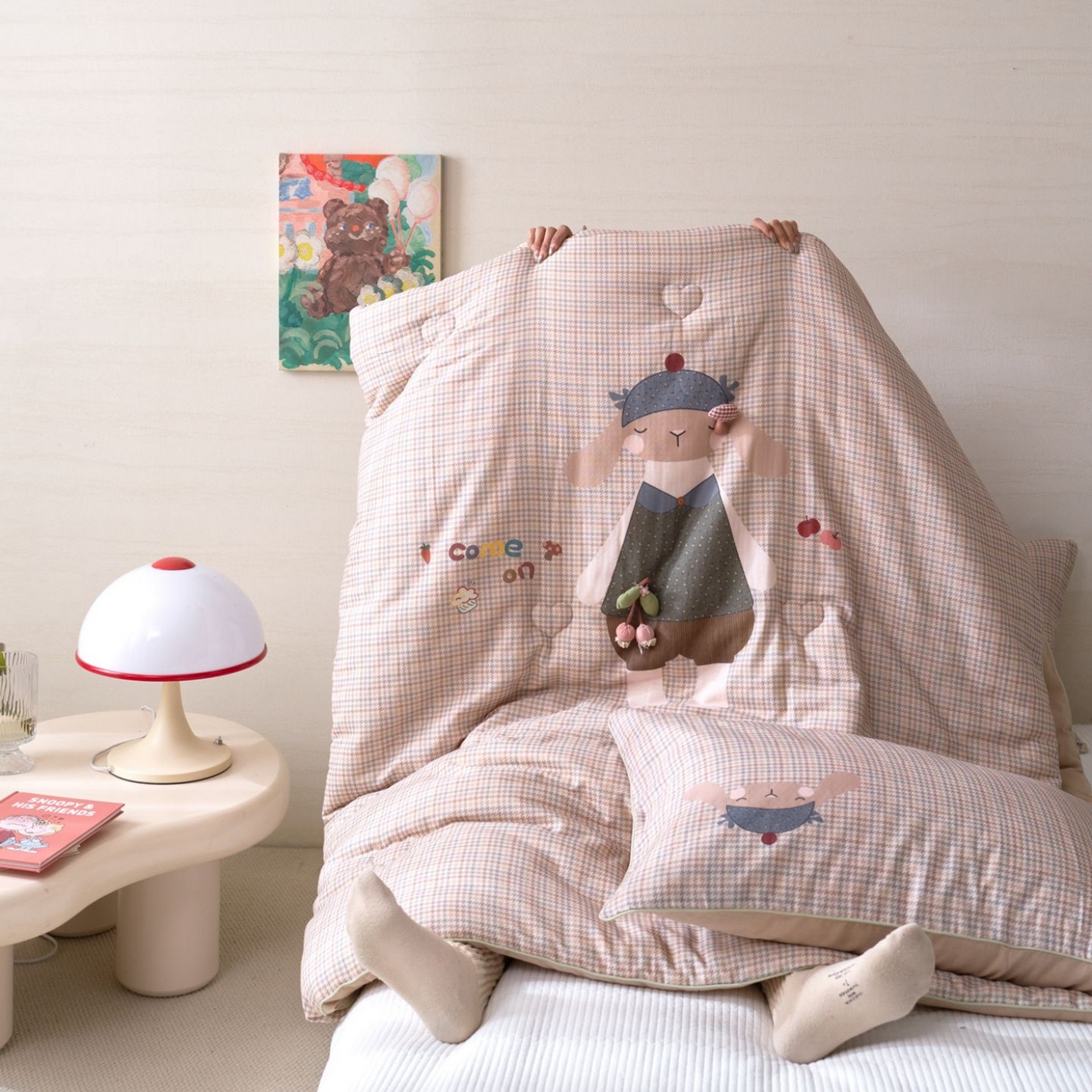 91家纺网 家纺一手货源 找家纺 久典家居 2026新款A类全棉双层纱数码定位花型春秋被夏被 兔哆哆