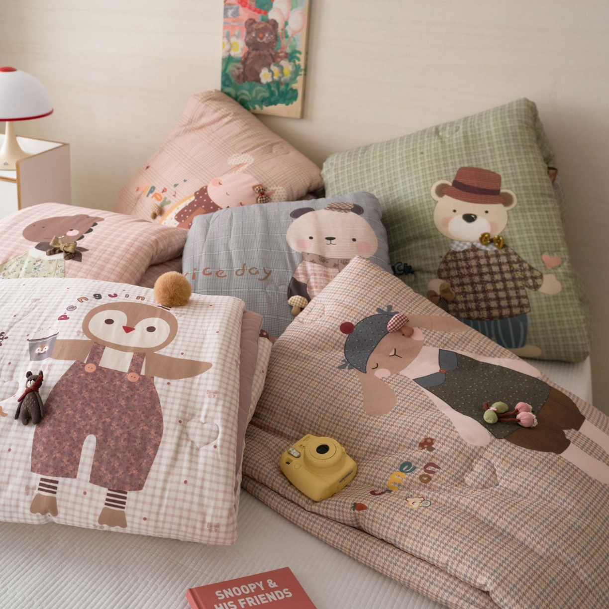 91家纺网 家纺一手货源 找家纺 久典家居 2026新款A类全棉双层纱数码定位花型春秋被夏被 组合图