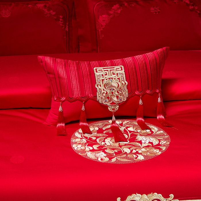 91家纺网 家纺一手货源 找家纺 （总）红翻天婚庆 2026新款全棉纯棉刺绣款婚庆系列四件套多件套-贵族盛典系列
