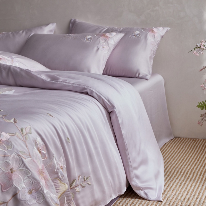 91家纺网 家纺一手货源 找家纺 爱缦 2026新款60支兰精天丝四件套--至真系列 浅紫