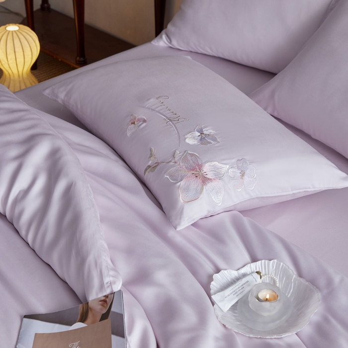 91家纺网 家纺一手货源 找家纺 爱缦 2026新款60支兰精天丝四件套--至真系列 浅紫