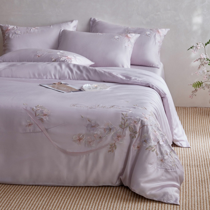 91家纺网 家纺一手货源 找家纺 爱缦 2026新款60支兰精天丝四件套--至真系列 浅紫